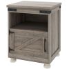 Side Table with Storage, End Table with Open Shelf, Cupboard and Wood Legs, Modern and Farmhouse Style, Gray
