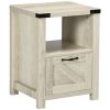 Industrial Side Table with Storage 1 Drawer 1 Shelf for Living Room Bedroom Natural