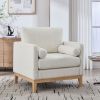 35.4 "Wide Modern Farmhouse Performance Accent Chair with Natural Wood Legs