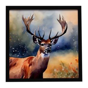 Deer Framed Metal Print Bathroom, Kitchen, Office, Home Decor Wall Art Ready to Hang, Square, 8X8