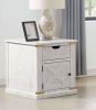 Rustic Style Antique White 1pc End Table Living Room Side Table w Drawers Barnyard Design