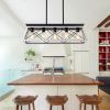 (Same as W134065438/L1001) 32" Black White Industrial 5-Light Pendant Chandelier, Modern Metal Cage Design, Adjustable Hanging Light for Dining Room