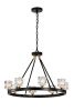 Matte Black + Gold Wagon Wheel Chandelier Farmhouse Modern Small Crystal Round Chandelier for Living Room Kitchen Island Foyer Hallway Entryway Bedroo