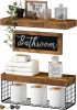 Bathroom Shelves Over Toilet - Paper Storage Wall Mounted Farmhouse Decor Decorations Aesthetic Décor Sign Small Floating Shelf 2+1 Set 16 inch