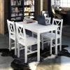 Dining Set White Pine wood 5 Piece Durable Dining Table