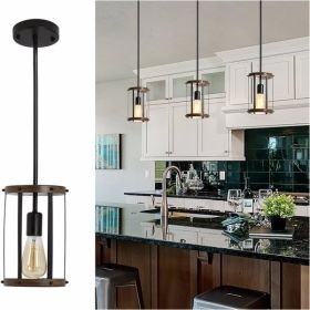 Vintage Rustic Pendant Light Metal Cage Pendant Lamps with Adjustable Length Farmhouse Caged Hanging Lamp for Kitchen Island Living Room Dining R