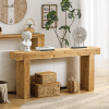 63" Solid Wood Console Table – Rustic Farmhouse Sofa Table for Entryway, Hallway, or Behind Couch, Narrow Rectangular Design