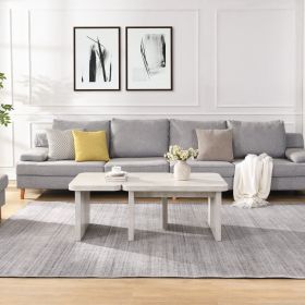 47.24*23.62 inch and 35.43*31.49 inch Rectangle Wood Detachable Coffee Table, Single L Shape Farmhouse Coffee Table for Dining Room, Garden, whit