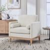 35.4 "Wide Modern Farmhouse Performance Accent Chair with Natural Wood Legs