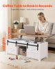 VEVOR 47.2 in Farmhouse Lift Top Coffee Table, Rustic Center Table with Barn Door and Hidden Storage Compartment
