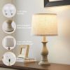 Vintage Table Lamp for Living Room Bedroom, 18.5" Farmhouse Bedside Lamps Nightstand Lamp Set of 2, Table Lamps with Oatmeal Linen Lamp Shades