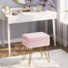 Multifunctional Vanity Stool with Storage, Makeup Chair and Shoe Changing Bench with 4 Gold Metal Legs, Upholstered Ottoman for Bedroom, Living Room