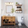 Bathroom Shelves Over Toilet - Paper Storage Wall Mounted Farmhouse Decor Decorations Aesthetic Décor Sign Small Floating Shelf 2+1 Set 16 inch