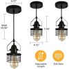 Industrial Black Pendant Light Metal Cage Pendant Lights Dining Room Hanging Lighting for Kitchen Island Living Room Bedroom Entryy Barn Farmhouse