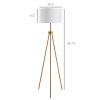 Elegant Floor Lamp 59.75" Fabric Shade E26 Holder Steel Tripod Gold for Living Room