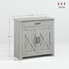 Farmhouse Sideboard Cabinet with Barn Doors Kitchen Buffet Cabinet with Drawer and Adjustable Shelf Stone Gray |