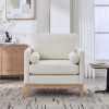 35.4 "Wide Modern Farmhouse Performance Accent Chair with Natural Wood Legs