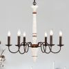 Retro white and Rust Color Chandelier With Light Fixture 6 Light (E12 NO include Bulb) Pendant Light Fixtures for Dining Room, Lobby, Kitchen, Bedroom