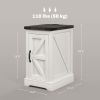 Farmhouse End Table with Storage, Side Table with Charging Station and USB Ports for Living Room, Distressed White