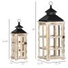 31 22 Inch Rustic Lanterns Set of 2 Wooden Metal Decorative Hanging for Indoor Outdoor Black Distressed Natural Wood