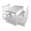 Dining Set White Pine wood 5 Piece Durable Dining Table