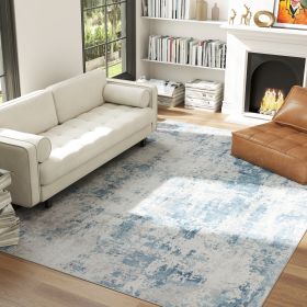 Area Rug 8x10, Machine Washable Rug, Non-Slip Modern Abstract Floor Carpet For Living Room, Bedroom, Dining Room, Blue (Color: Blue)