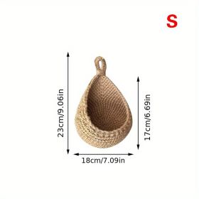1pc Wall Hanging Basket, Bohemian Style Woven Basket, Creative Teardrop Shape Suitable For Vegetables And Fruits, Kitchen Storage Basket (Model: S)