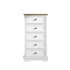 Tall Dresser for Bedroom with 5 Drawers for Closet, Chest of Drawers with Metal Handle (Color: White)