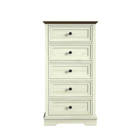 Tall Dresser for Bedroom with 5 Drawers for Closet, Chest of Drawers with Metal Handle (Color: Cream)
