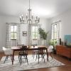 Modern Farmhouse Chandelier 6 Light Brushed Nickel Round Industrial Country Style Wagon Wheel Pendant Light Fixtures for High Ceilings
