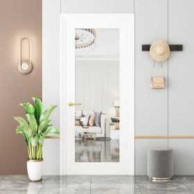 1 Lite Tempered Mirrored Prefinished  French Door Slab Solid Manufactured Wood Core Standard Door for closet (size: 32 in x 80 in)