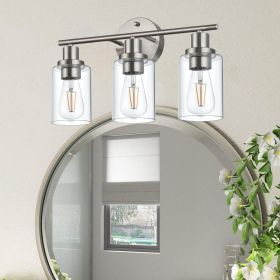 5-Light Bathroom Light Fixtures, Brushed Nickel Modern Vanity Lights Over Mirror with Clear Glass Shade (Color: Brushed Nickel, Numbers of Light: 3-Light)
