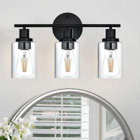 5-Light Bathroom Light Fixtures, Brushed Nickel Modern Vanity Lights Over Mirror with Clear Glass Shade (Color: Black, Numbers of Light: 3-Light)