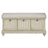1pc Durable Storage Bench White Finish Foam Cushioned Seat Beige Upholstery Flip-Top Seat Solid Wood Home Furniture
